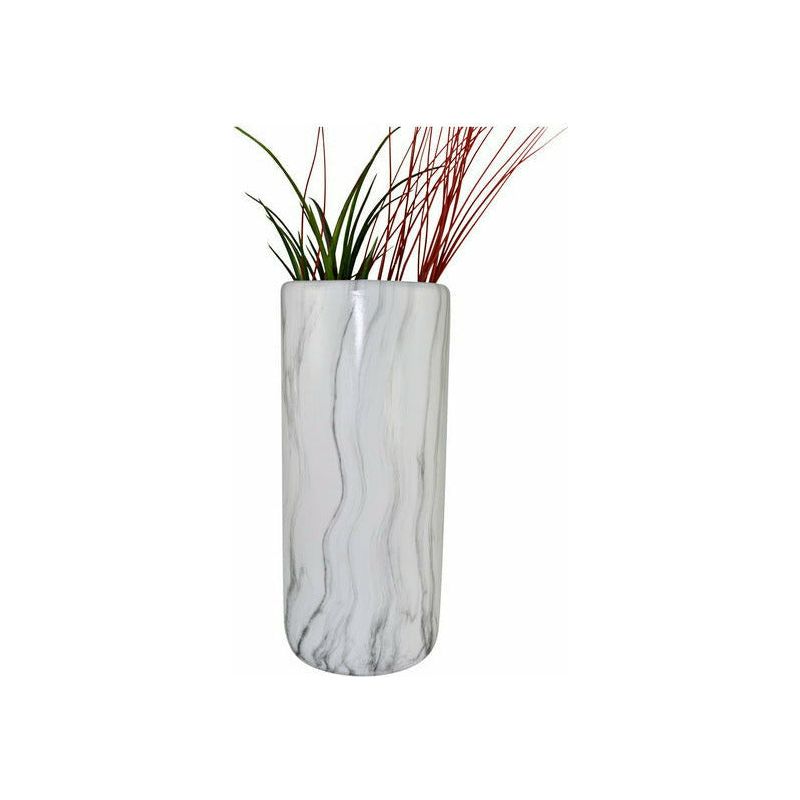 Vase White & Grey Marble Finish - 46cm - Dollars and Sense