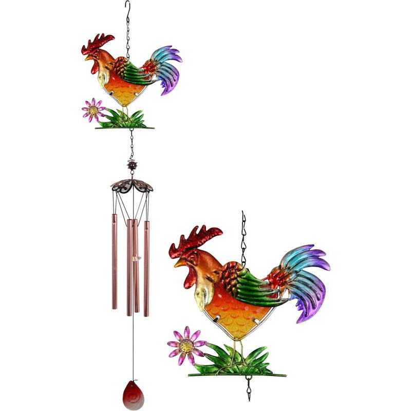 Glass Metal Rooster Wind Chime Default Title