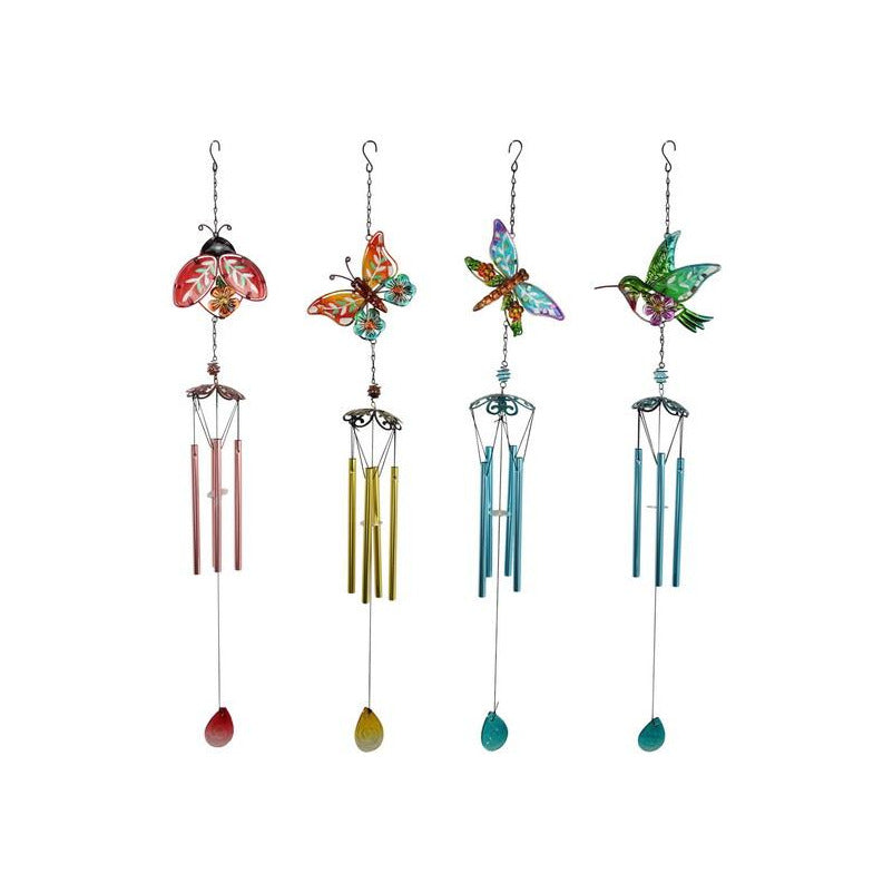 Glass Metal Butterfly Hummingbird Dragonfly Ladybug Wind Chime 1pce Assorted Default Title