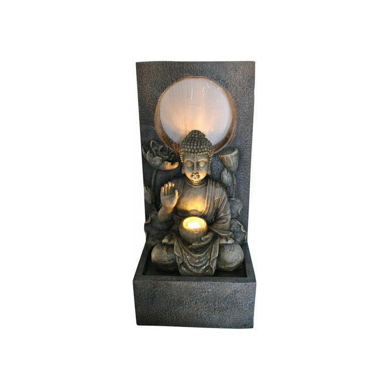 Tranquil Buddha Waterfall Halo Fountain with Light - 70cm - Dollars and Sense