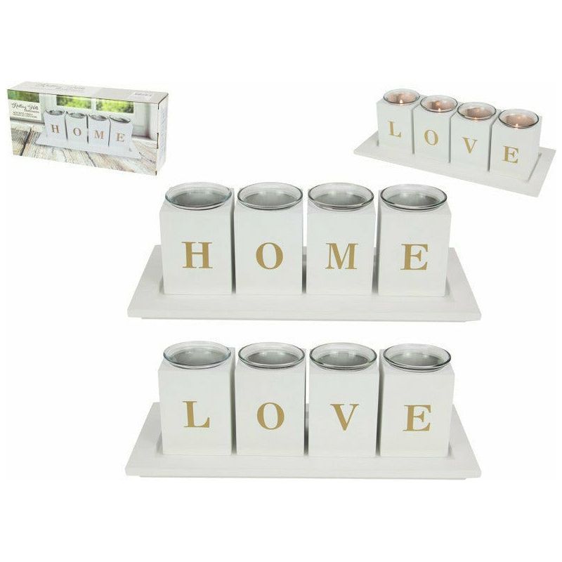 Candle Holder Love and Home White - 32cm 1 Piece - Dollars and Sense