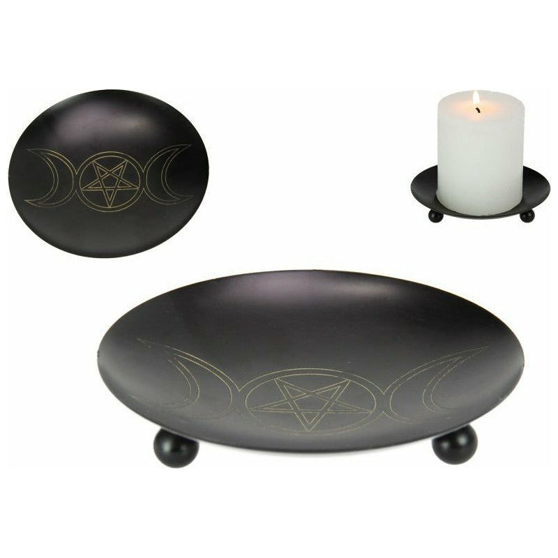 Iron Triple Moon Offer Plate Candle Holder - 20x11cm 1 Piece - Dollars and Sense