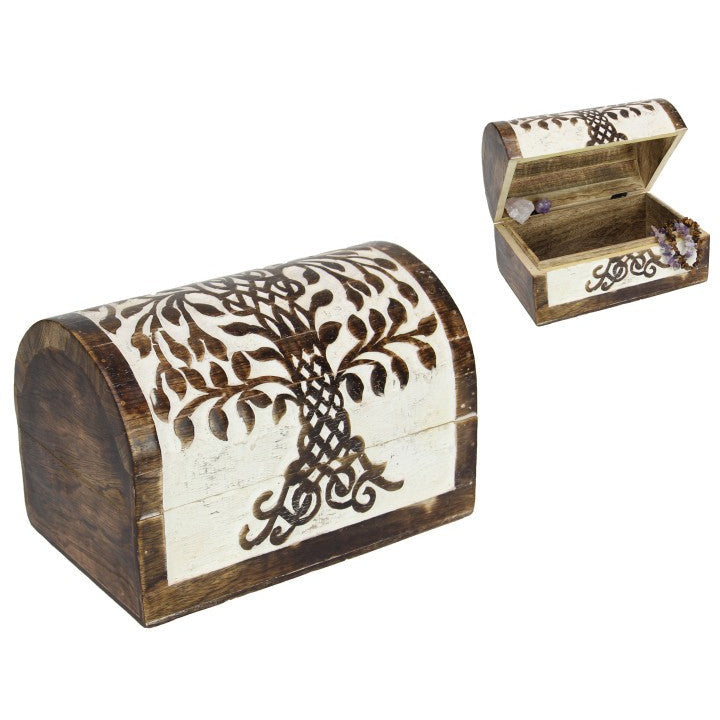 Chest with Carved Tree of Life Design - Dollars and Sense