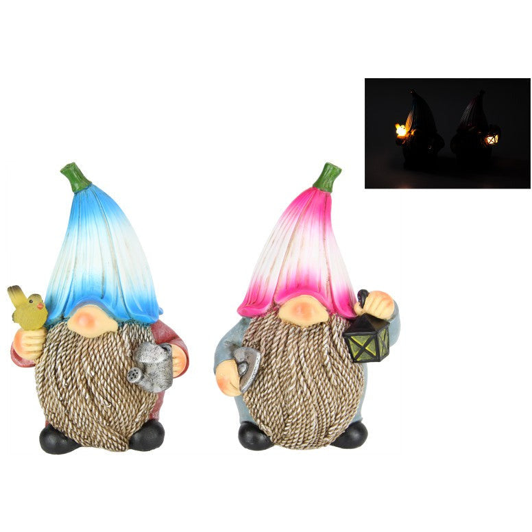 Flower Gnome with Solar Light Up Bird or Lantern - Dollars and Sense