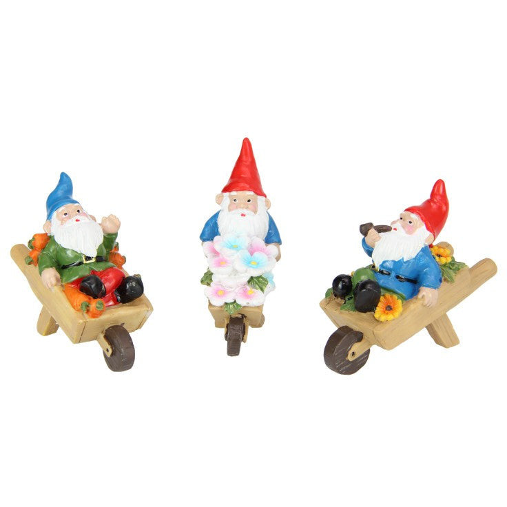 Sitting Gnome in Wheelbarrow - Dollars and Sense