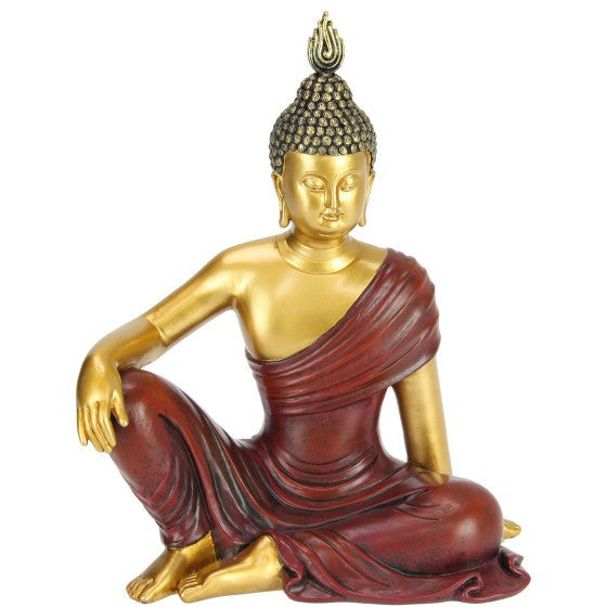 Gold Rulai Sitting Buddha with Red Robes - Dollars and Sense