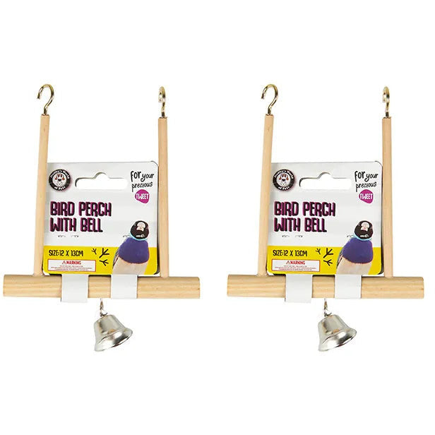 Wooden Bird Perch with Bell - Dollars and Sense