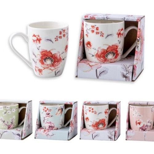 Elegant Blossom New Bone China Mug Gift Pack - 340ml 1 Piece Assorted - Dollars and Sense