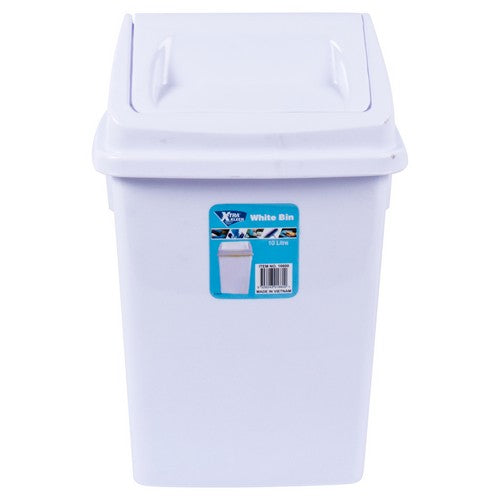 Rubbish Bin Swing Top White - 10 Litre Default Title