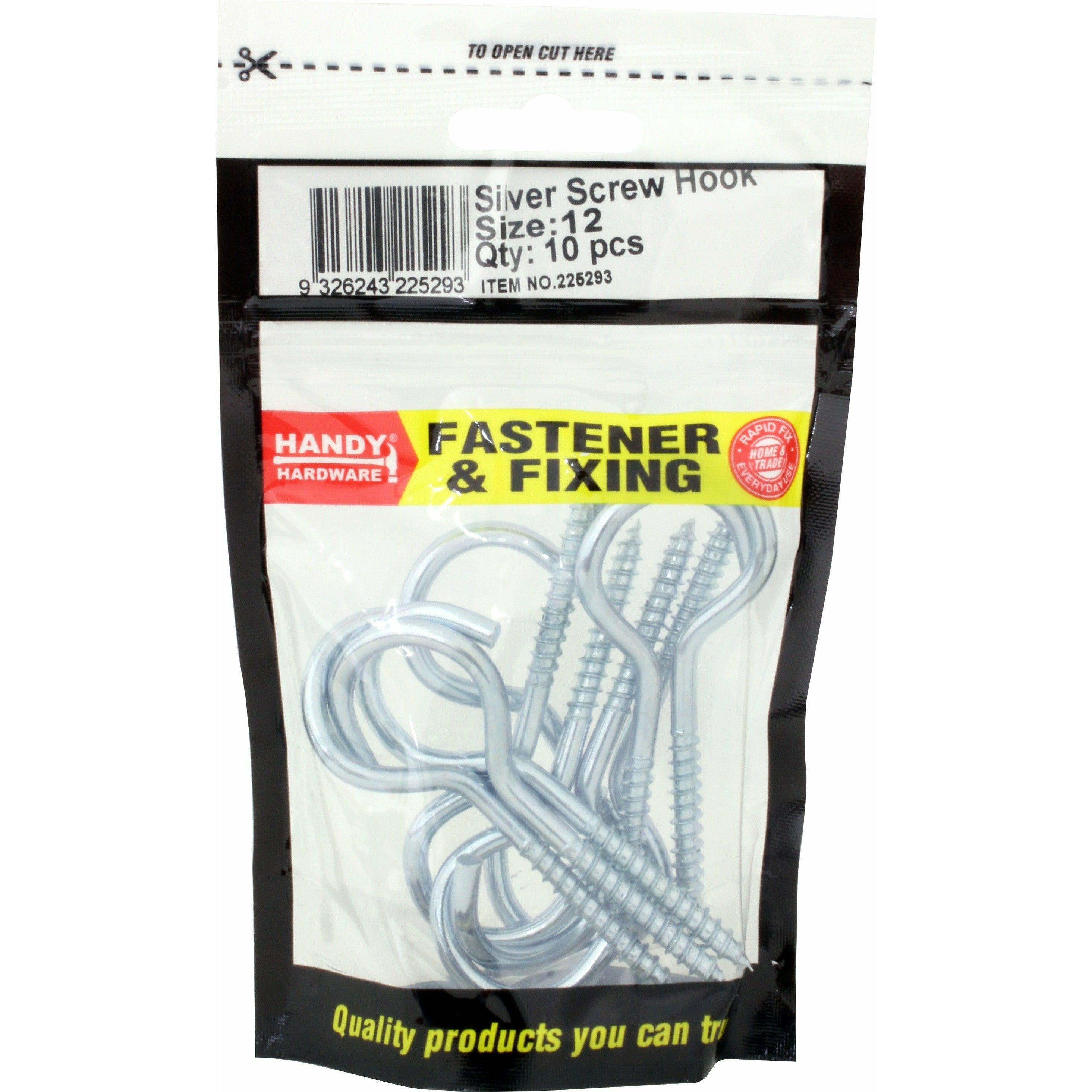 Silver Screw Hooks - Size 12 10 Piece Bag Default Title