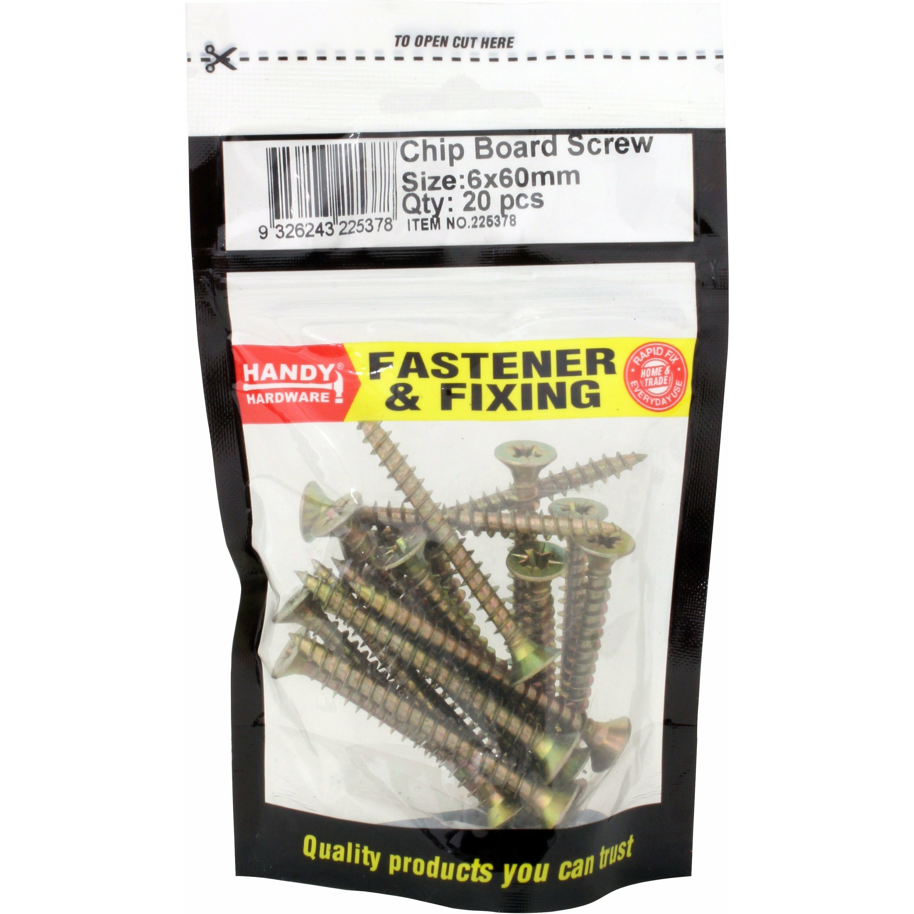 Chip Board Screw - 6x60mm 20 Piece Bag Default Title