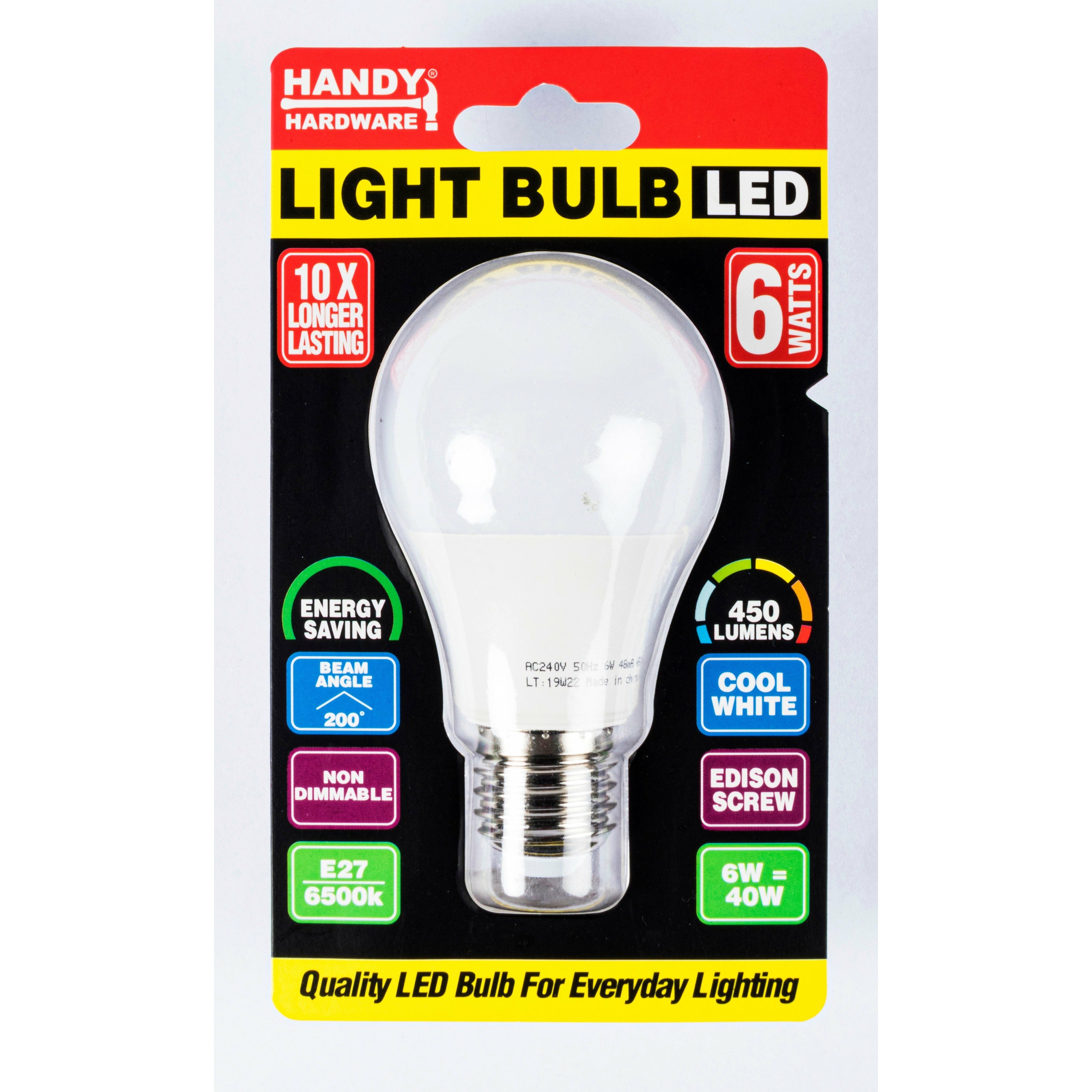 Light Bulb LED 6W Cool White - E27 Screw 1 Piece Default Title