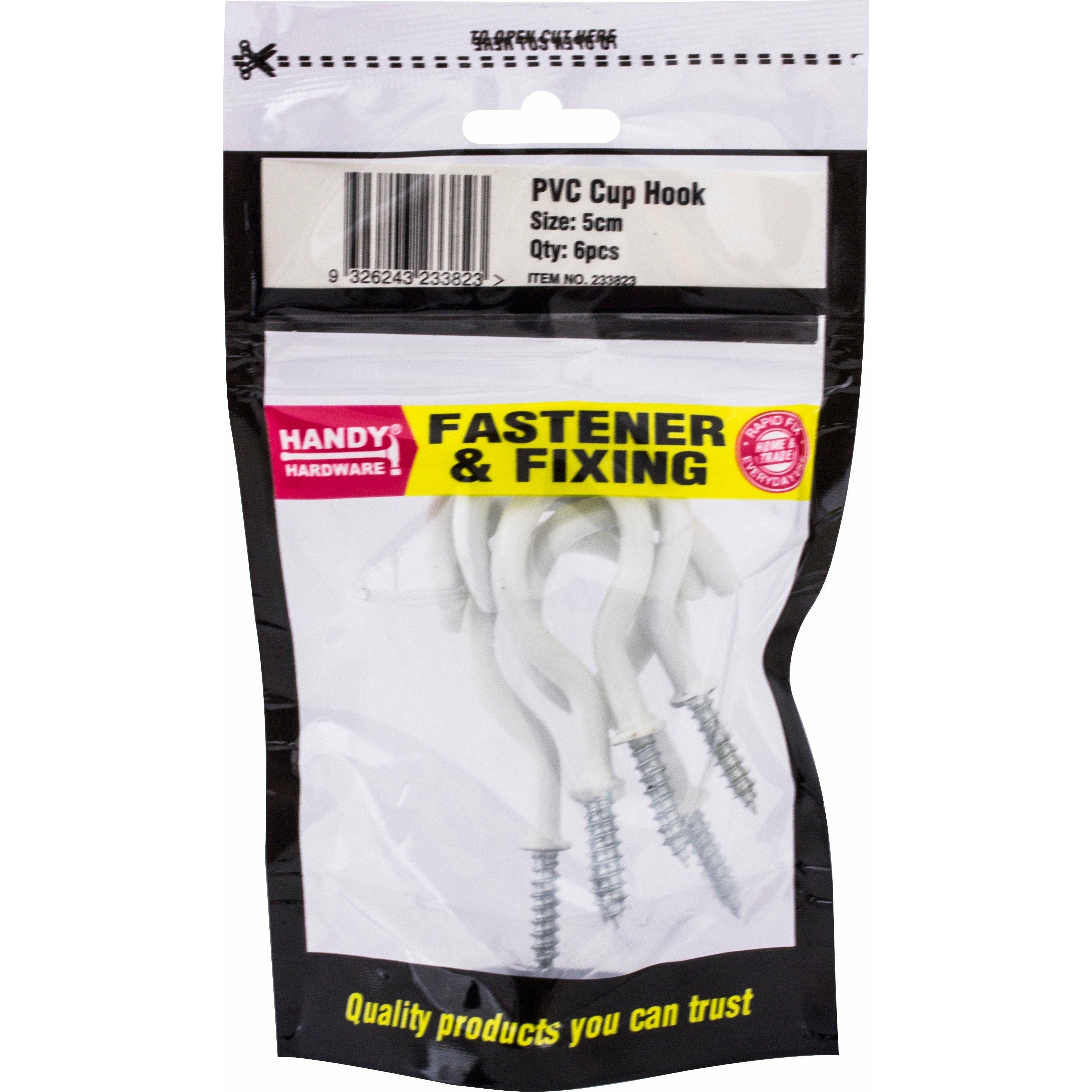 PVC Cup Hook White - 5cm 6 Piece Bag Default Title