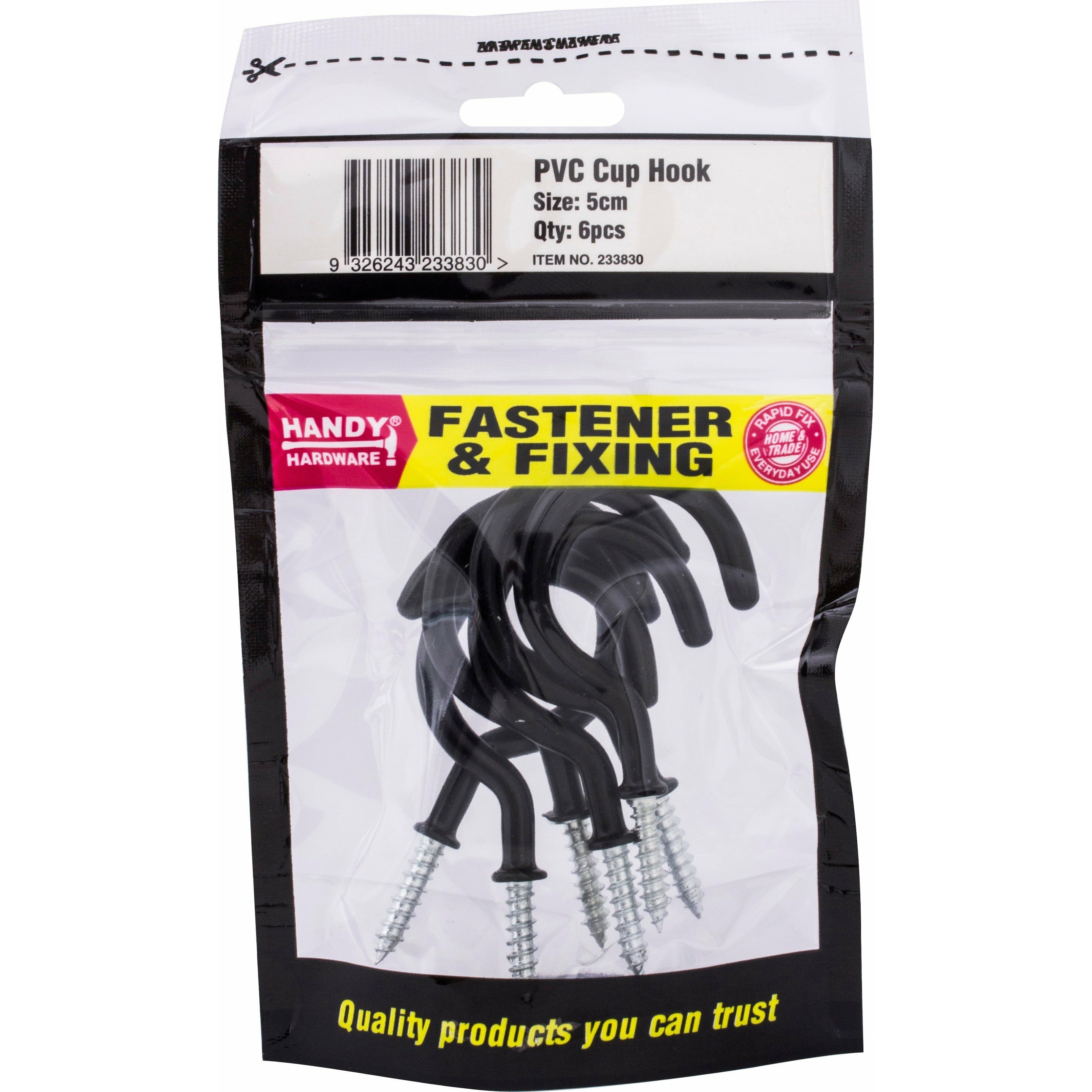 PVC Cup Hook Black - 5cm 6 Piece Bag Default Title