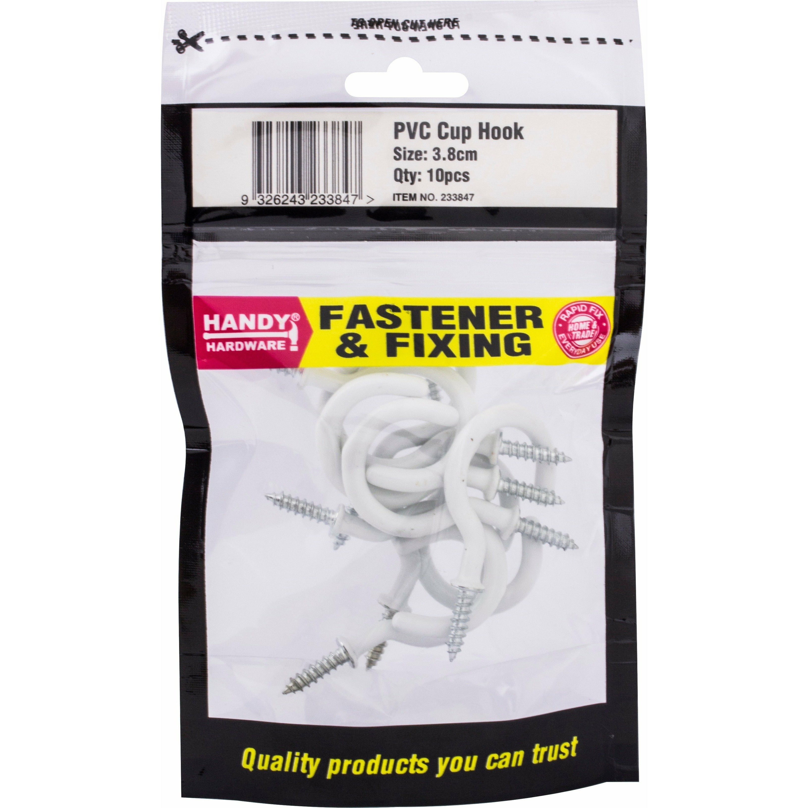 PVC Cup Hook White - 3.8cm 10 Piece Bag Default Title