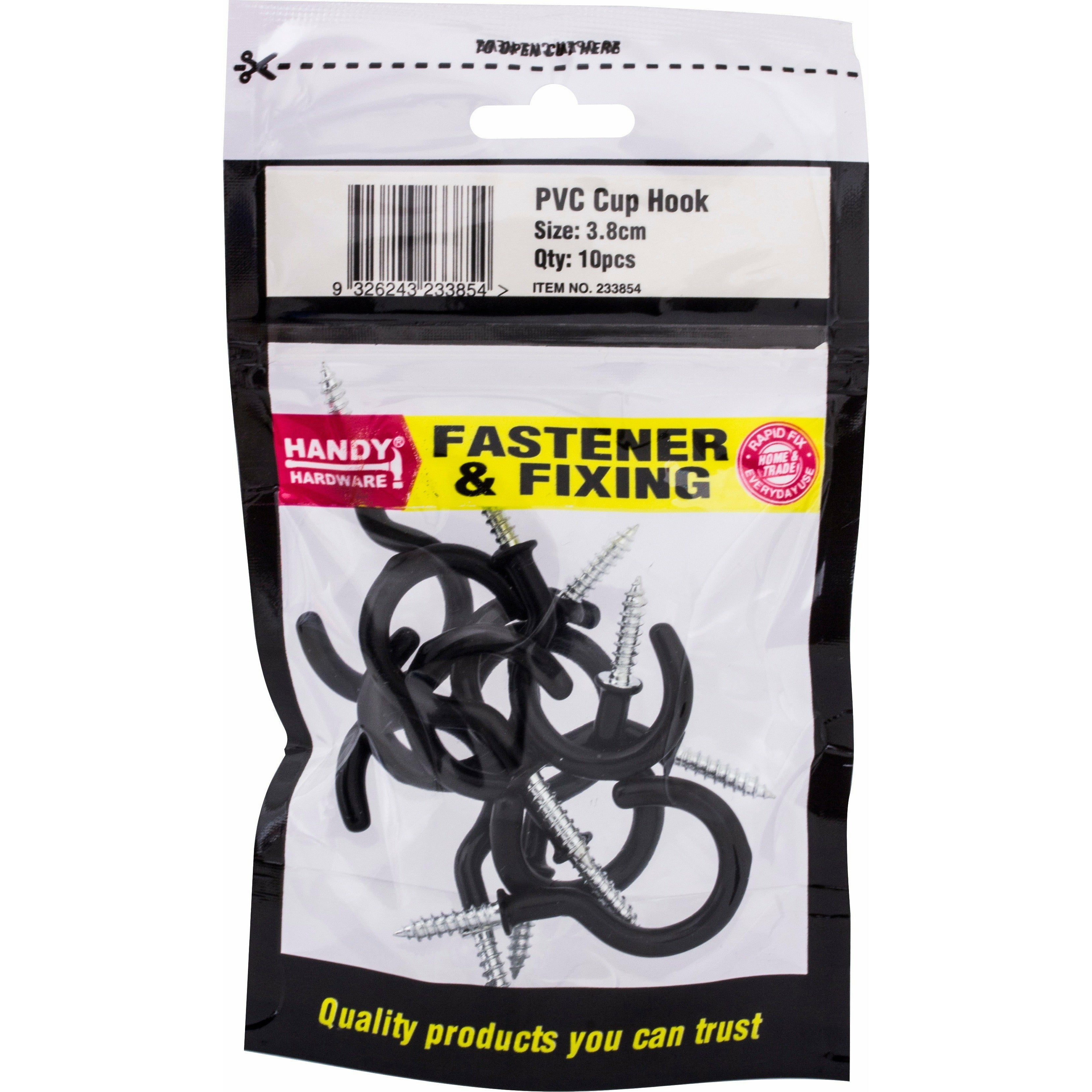 PVC Cup Hook White - 3.8cm 10 Piece Bag Default Title