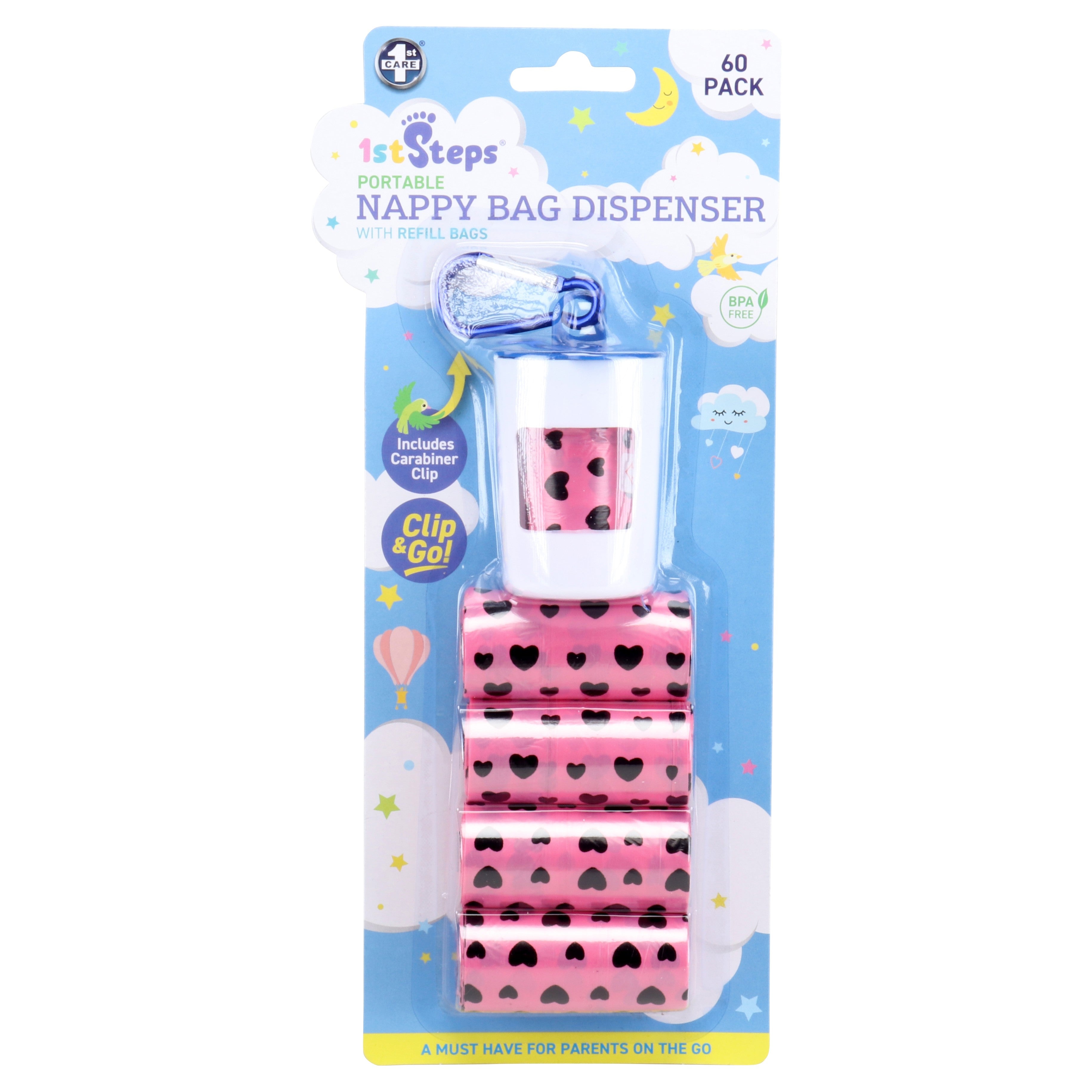 Portable Nappy Bag Dispenser with Refill Bags