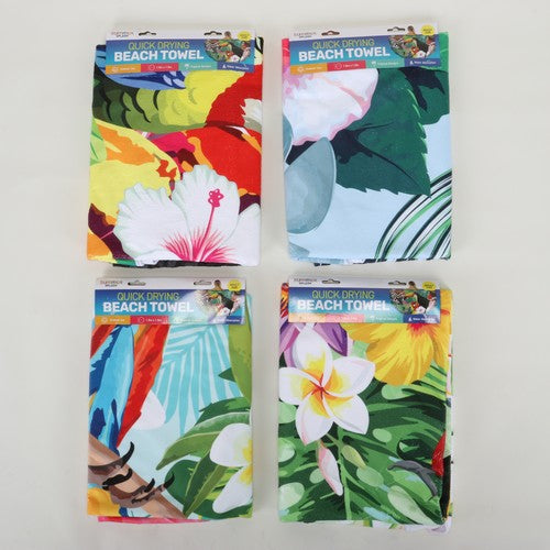 Beach Round Quick Drying Towel Tropical Designs - 1.5x1.5m 1 Piece Assorted - Dollars and Sense