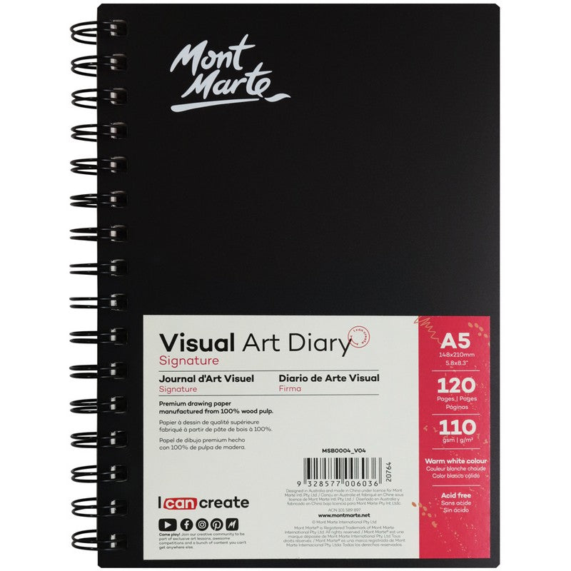 Mont Marte Signature Visual Art Diary 110gsm A5 120pg - Dollars and Sense