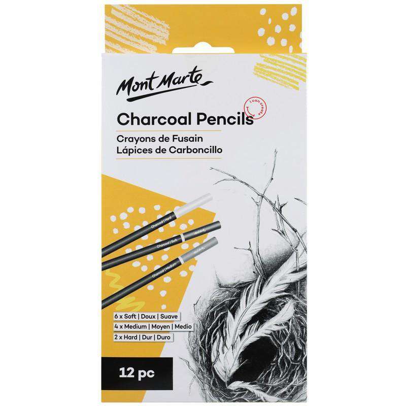 Buy onilne Mont Marte Signature Charcoal Pencils 12pce | Dollars and Sense cheap and low prices in australia