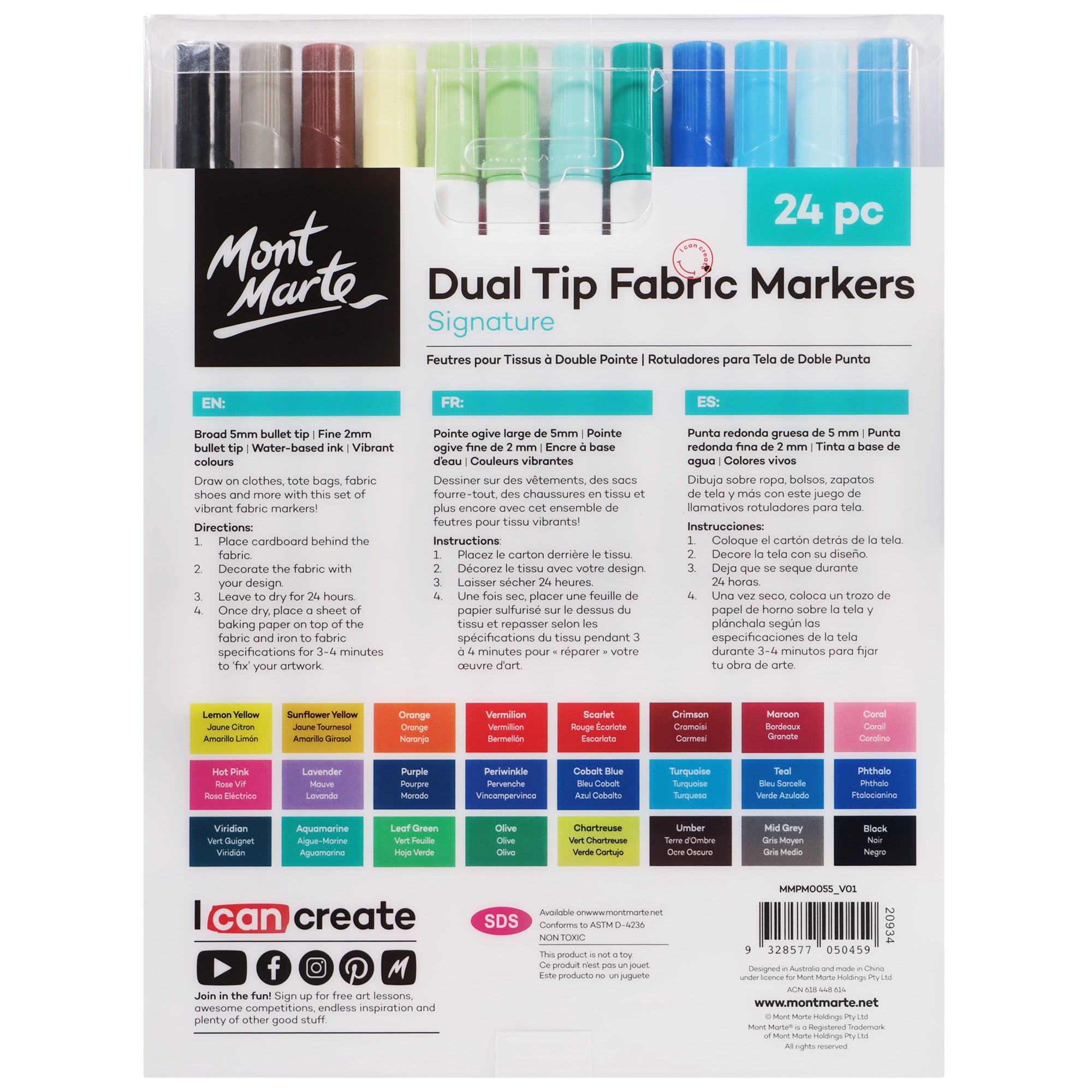 Mont Marte Dual Tip Fabric Markers - Dollars and Sense