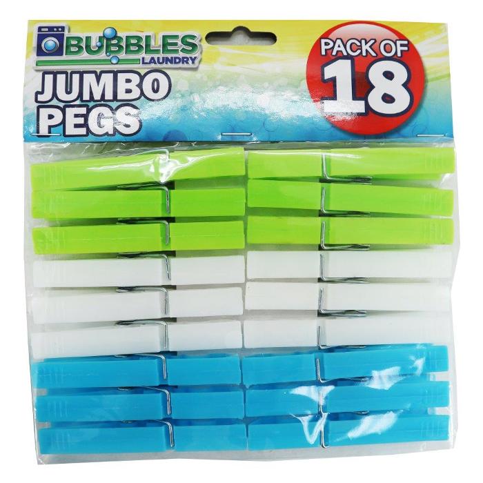 Jumbo Plastic Pegs - 18 Pack 1 Piece - Dollars and Sense