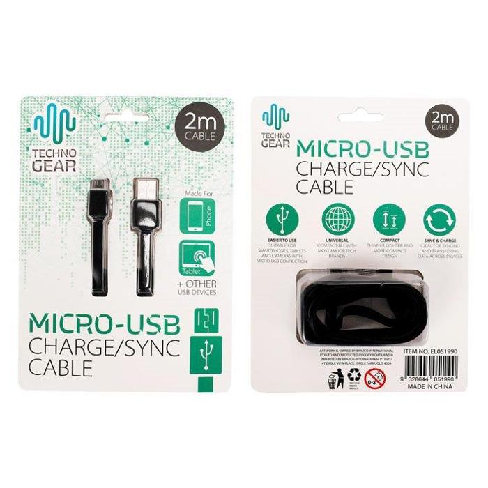 Micro-USB Charge Sync Cable - 2m 1 Piece - Dollars and Sense