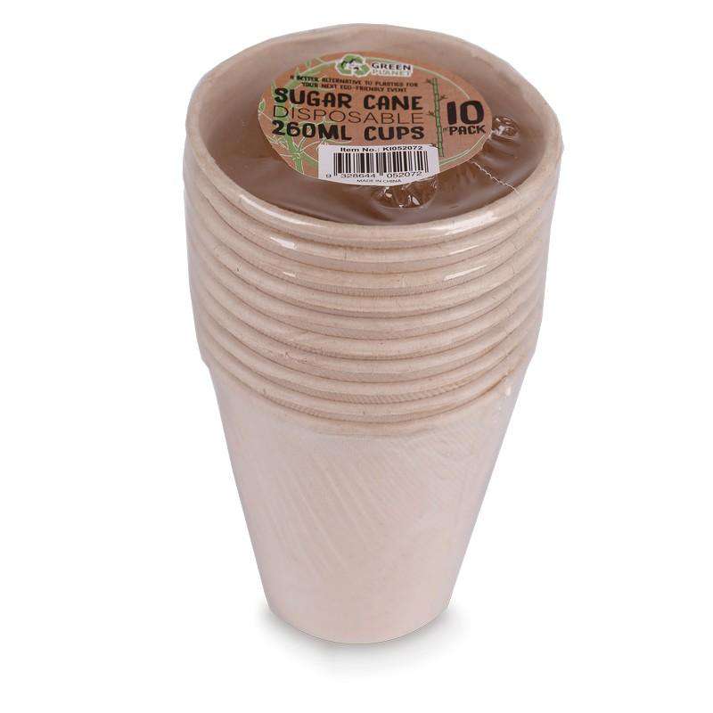 Sugar Cane Party Disposable Cups 260mL 10 Pack - Dollars and Sense