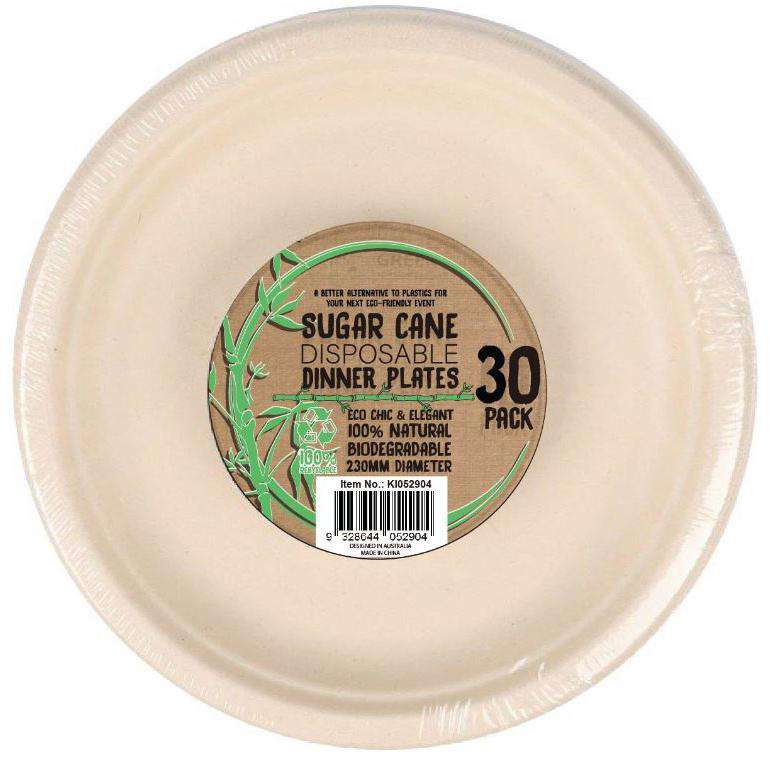 Sugar Cane Party Disposable Dinner Plates 30 Pack - Dollars and Sense