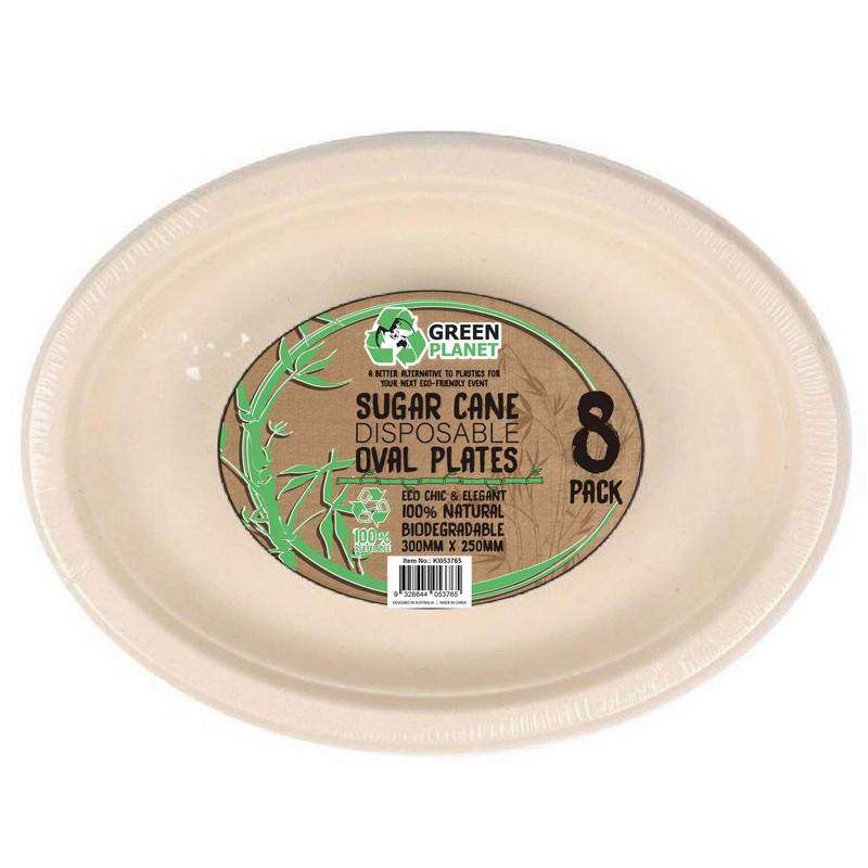 Sugar Cane Party Disposable Oval Plates 8 Pack - Dollars and Sense