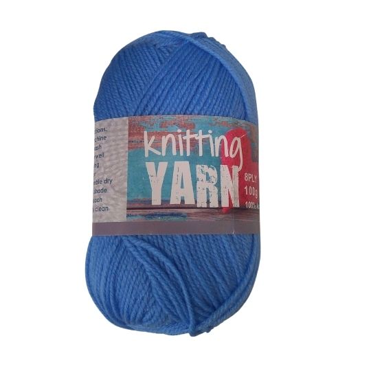 Knitting Yarn 8 Ply Sky Blue 100gm - Dollars and Sense