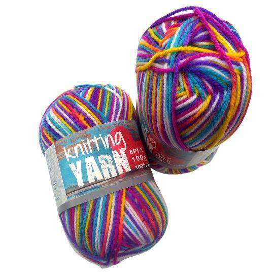 Knitting Yarn Multi Colour Rainbow 8 Ply 100gm - Dollars and Sense