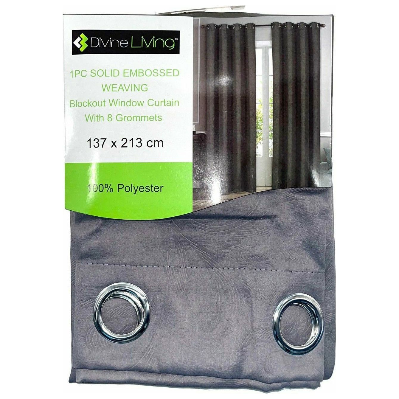 Divine Living Blockout Curtain Embossed Grey - Dollars and Sense