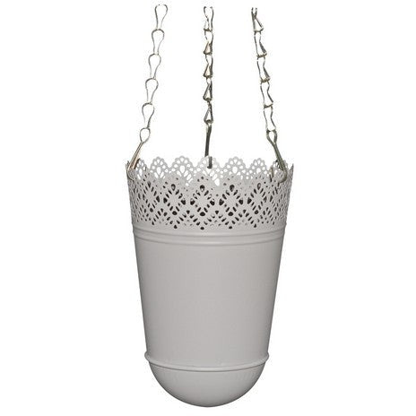 Metal Hanging Bucket with Lace Edging - Dollars and Sense