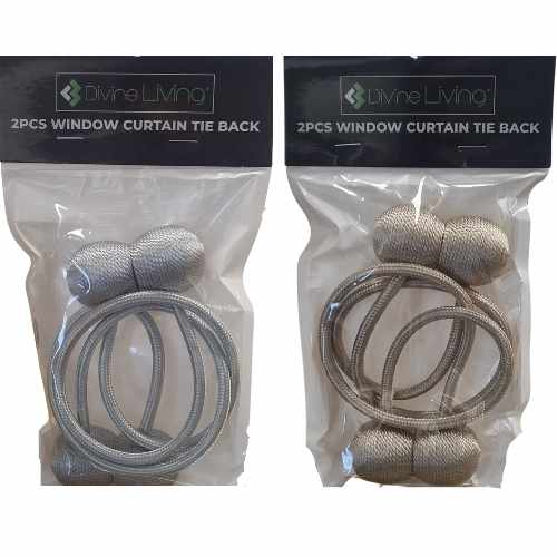 Curtain Tie Backs magnetic Silver or Light Gold - Dollars and Sense