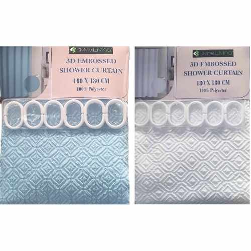 Shower Curtain 3D Embossed with C Hooks - Dollars and Sense