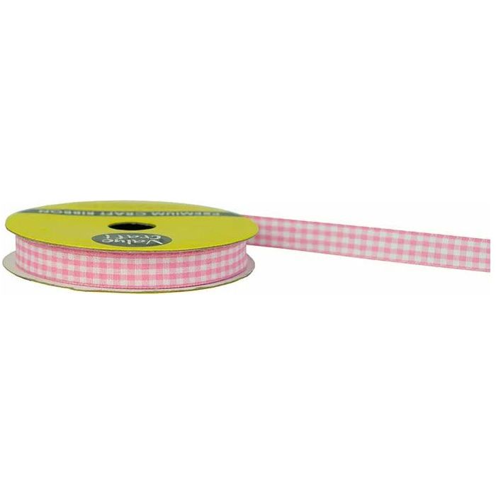 Gingham Ribbon Pink - 10mmx3m - Dollars and Sense