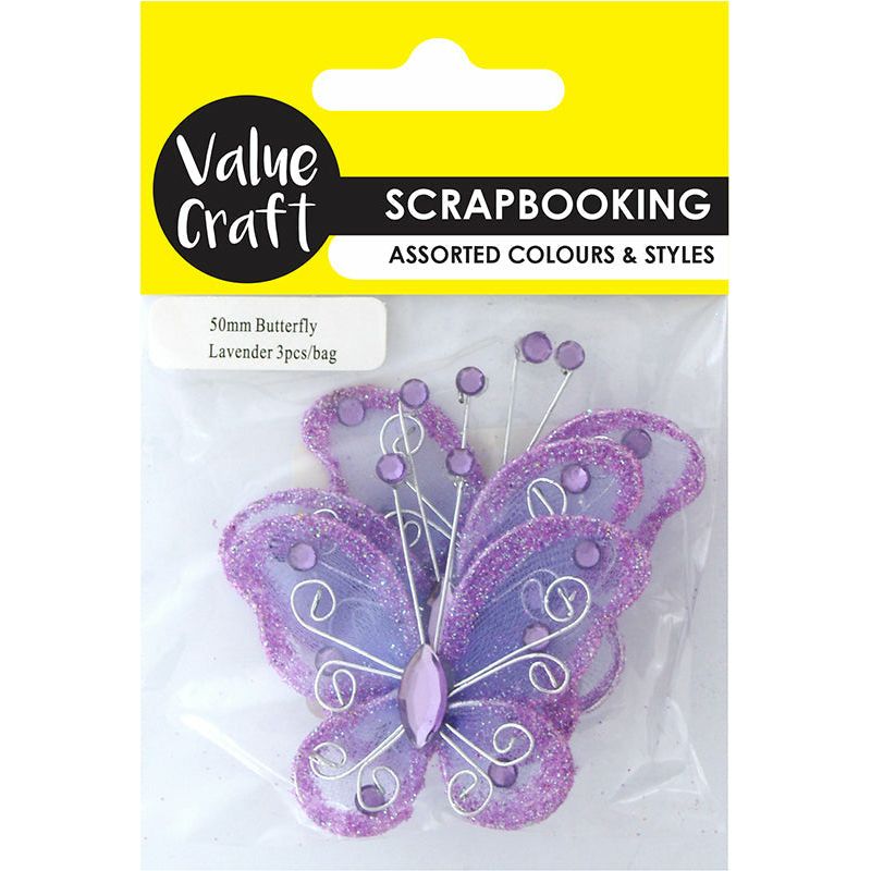 Mini Butterfly Lavender - 50mm 3 Pieces - Dollars and Sense