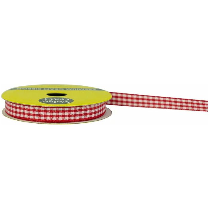 Gingham Ribbon Red - 10mmx3m - Dollars and Sense