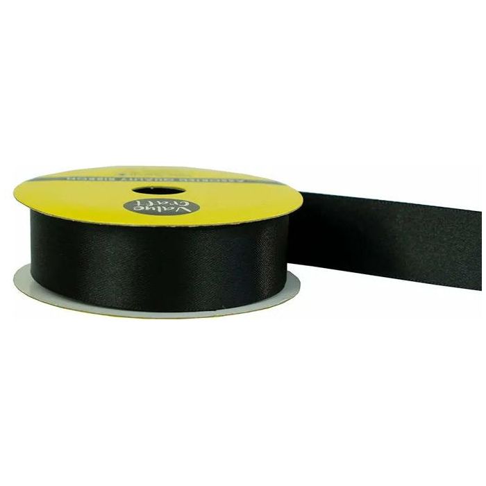 Satin Polyester Ribbon Black - 22mmx3m - Dollars and Sense