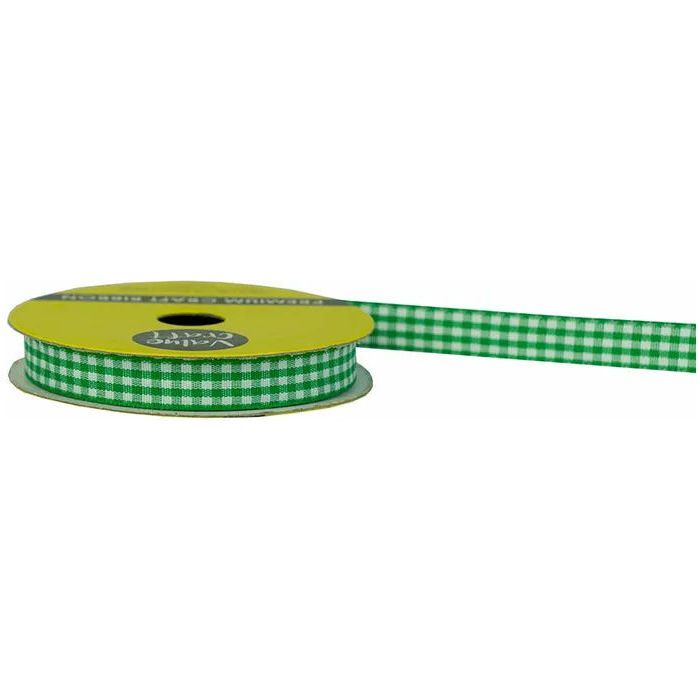 Gingham Ribbon Green - 10mmx3m - Dollars and Sense