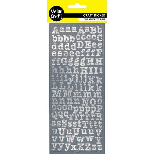 Craft Peel Stickers Alphabet Silver - Dollars and Sense