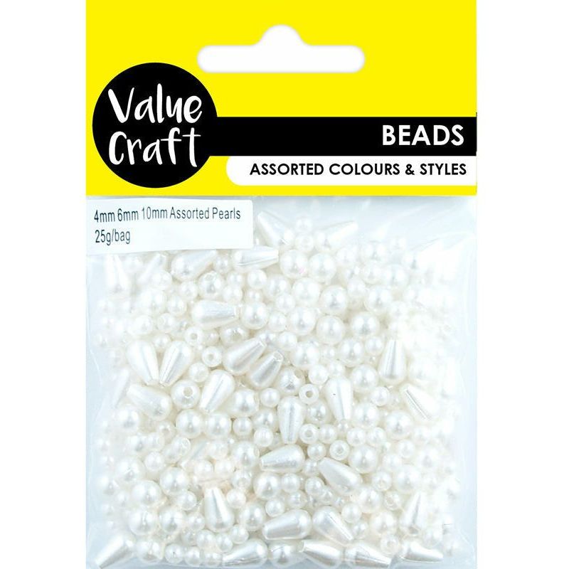 Bead Plastic Pearl Drop Ivory - 25g - Dollars and Sense