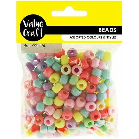 Pony Beads Pastel 6mm - 50g - Dollars and Sense