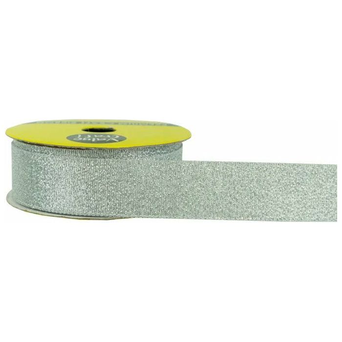 Ribbon Nylon Taffeta Metallic Silver - 25mmx3m - Dollars and Sense