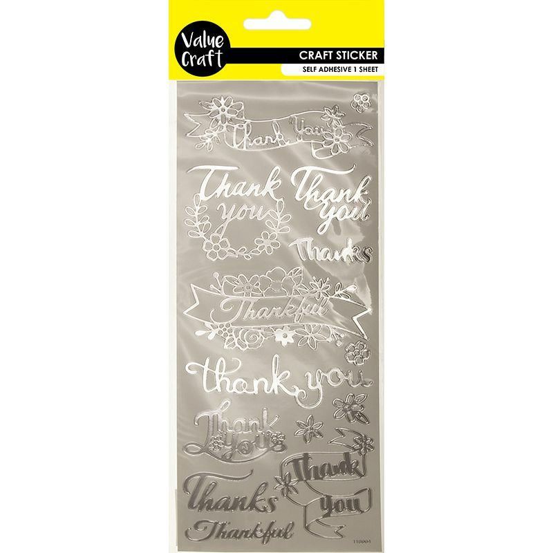 Thank You Stickers Silver - 1 Sheet - Dollars and Sense