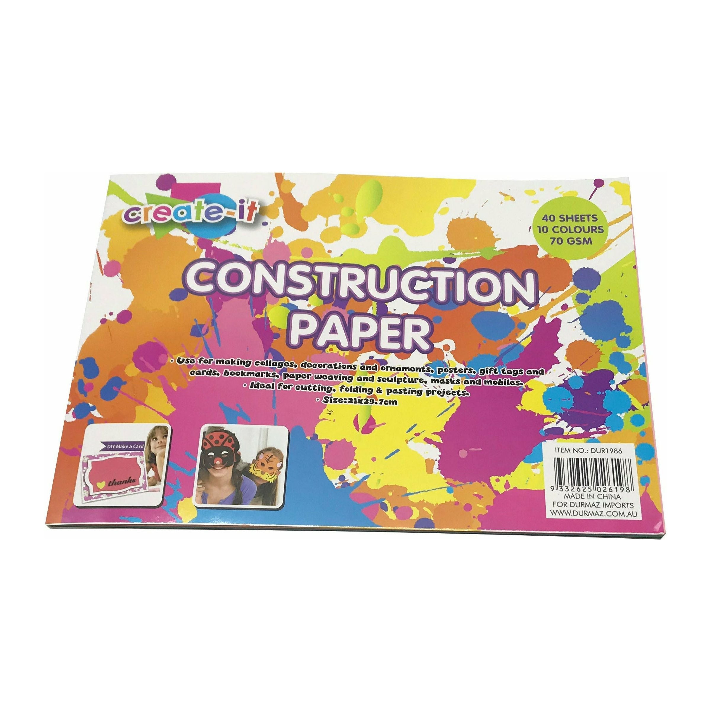 Construction Paper 40 Sheets 10 Colours - 21x29.7cm 1 Piece - Dollars and Sense