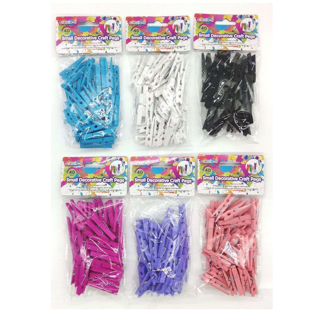 Buy Cheap art & craft online | Small Craft Decorative Pegs Coloured Series 40PK|  Dollars and Sense cheap and low prices in australia 
