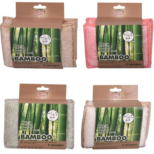 Squeaky Clean Bamboo Cleaning Sponge - 2 Pack 1 Piece Assorted - Dollars and Sense