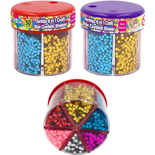 Jumbo 6 in 1 Star Confetti Shaker - 50g 1 Piece Assorted - Dollars and Sense